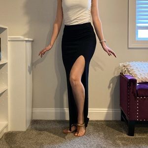 Express Black Slit Maxi Skirt